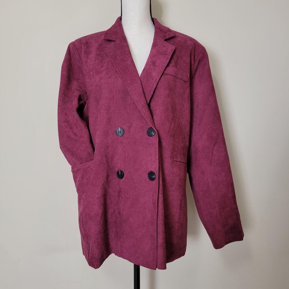 HOTOUCH Size XL Corduroy Dbl Breasted Blazer Jacket 4 Button Front Pockets Red